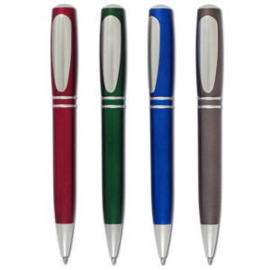 קליפי מטאלי - עט כדורי פלסטי בפתיחה סיבובית