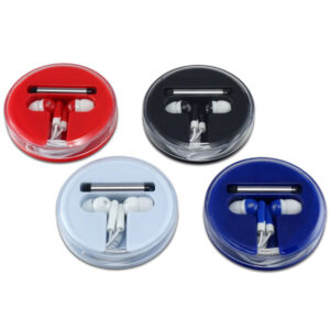 טמפו - אוזניות קומפקטיות במארז עגול, עם עט מגע למסכי סמארטפון וטאבלט