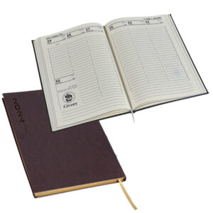 יומן שבועי דמוי עור יוקרתי-צבע חום-שוליים מוזהבים