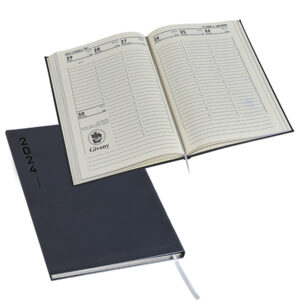 יומן שבועי דמוי עור יוקרתי-צבע שחור-שוליים מוזהבים